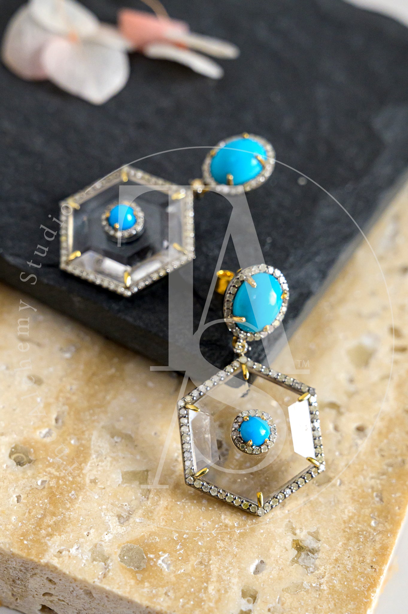 Bijou Turquoise and Crystal Earrings