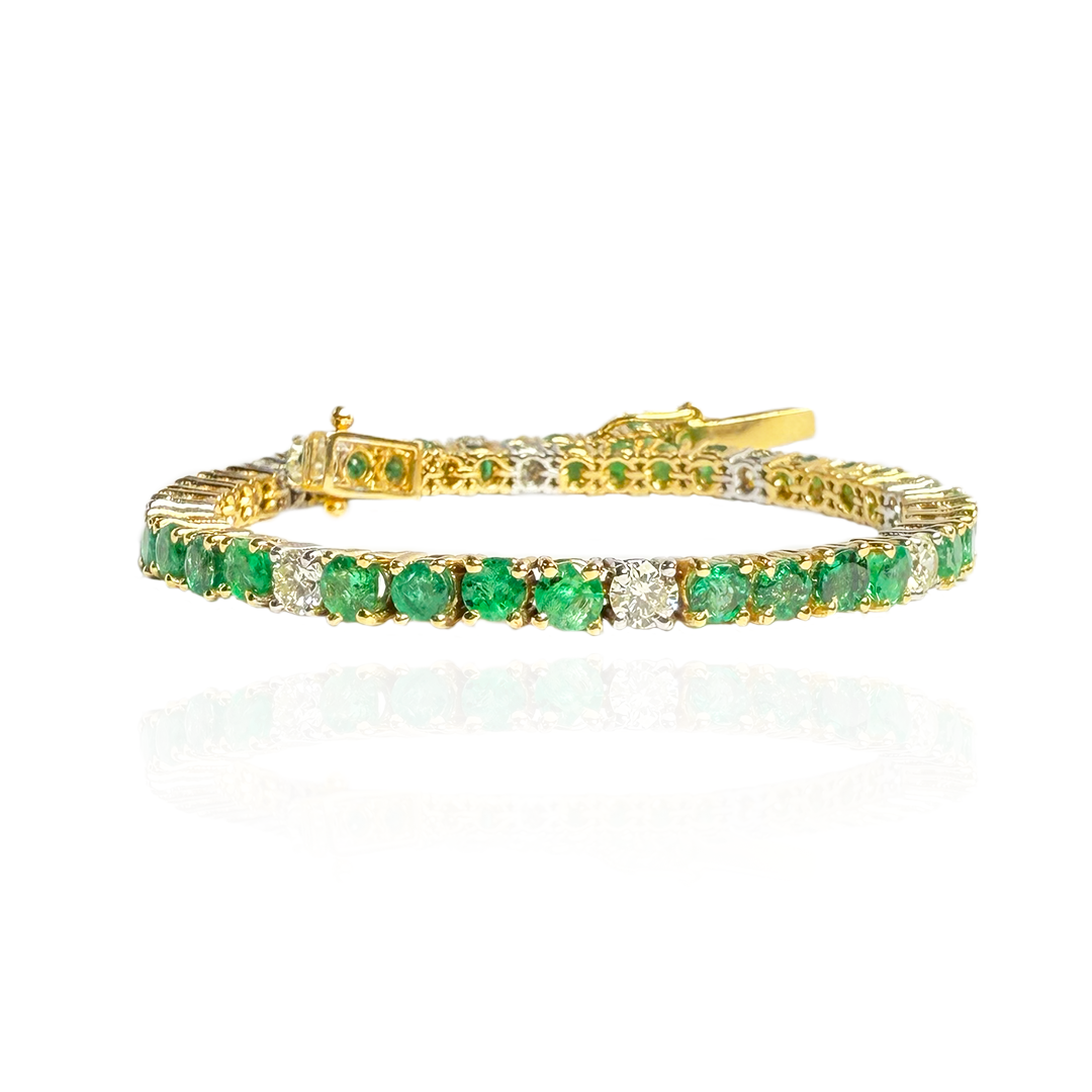 Emerald and Diamond Tennis Bracelet