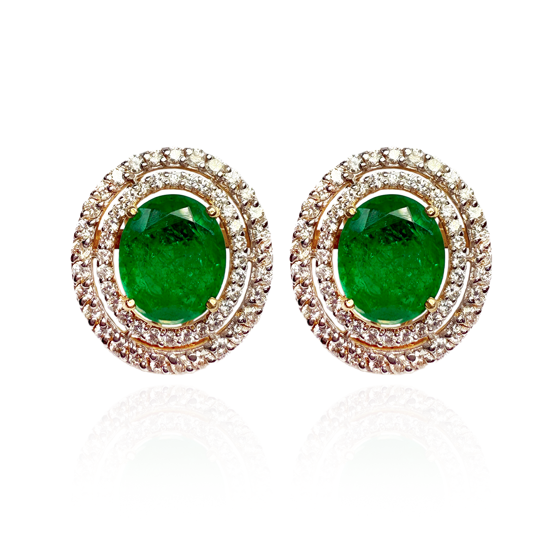 Emerald Dual Halo Studs