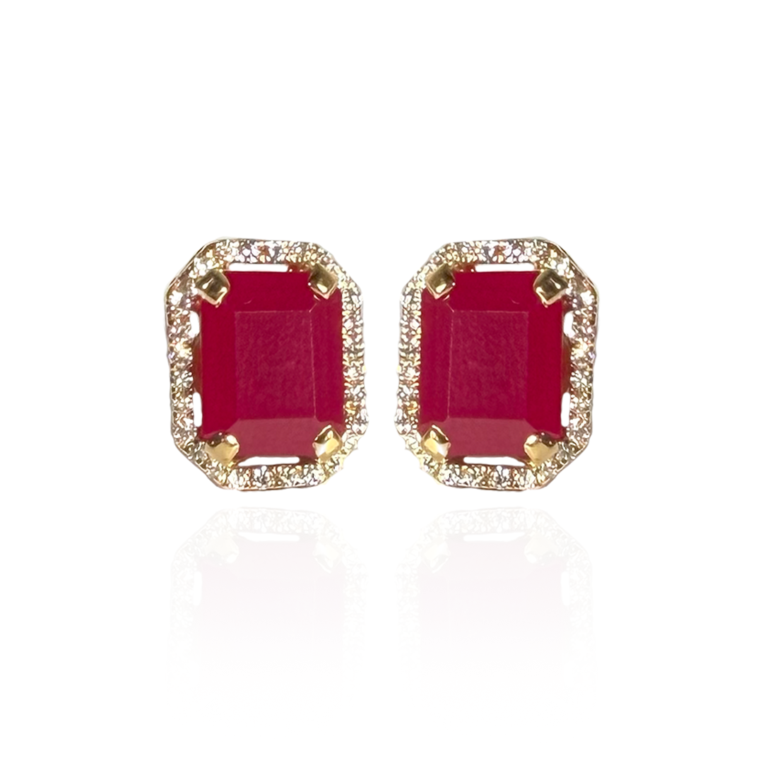 Rectangle Ruby Studs