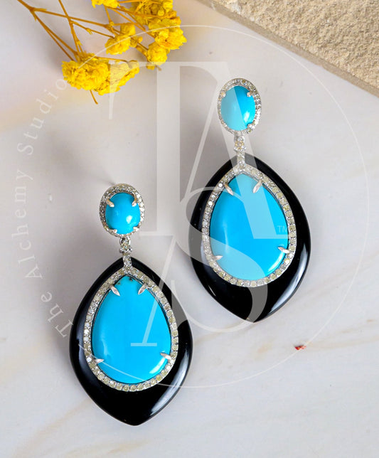 Azriel Turquoise and Black Onyx Earrings