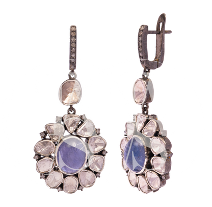 Paloma Tanzanite and Uncut Diamond Flower Earrings
