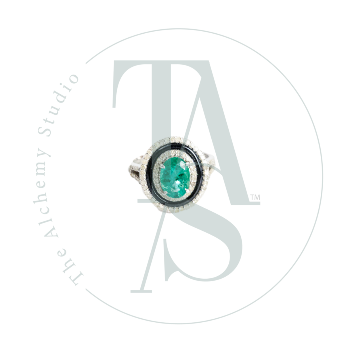 Marina Emerald and Diamond Ring