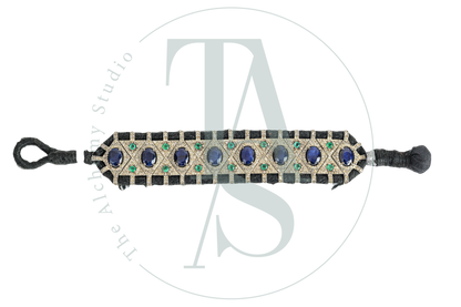 Zaryan Emerald, Blue Sapphire and Diamond Bracelet