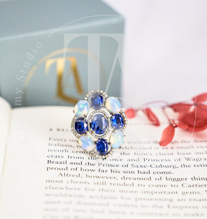 Eliora Moonstone and Sapphire Cocktail Ring