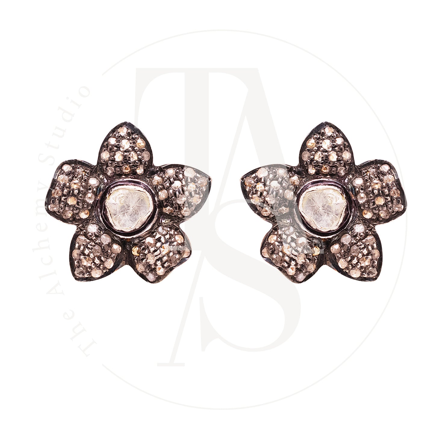 Piccolo Flower Diamond Uncut Diamond Earrings