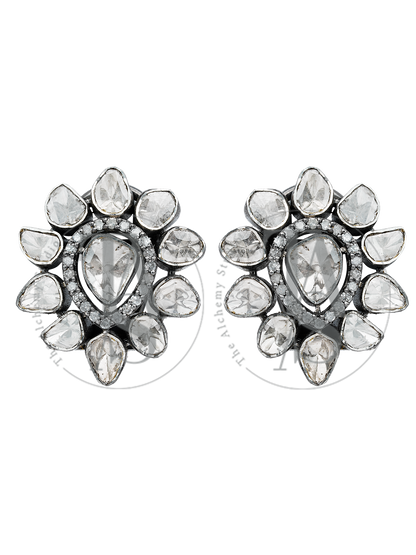 Star Drop Uncut Diamond Earrings