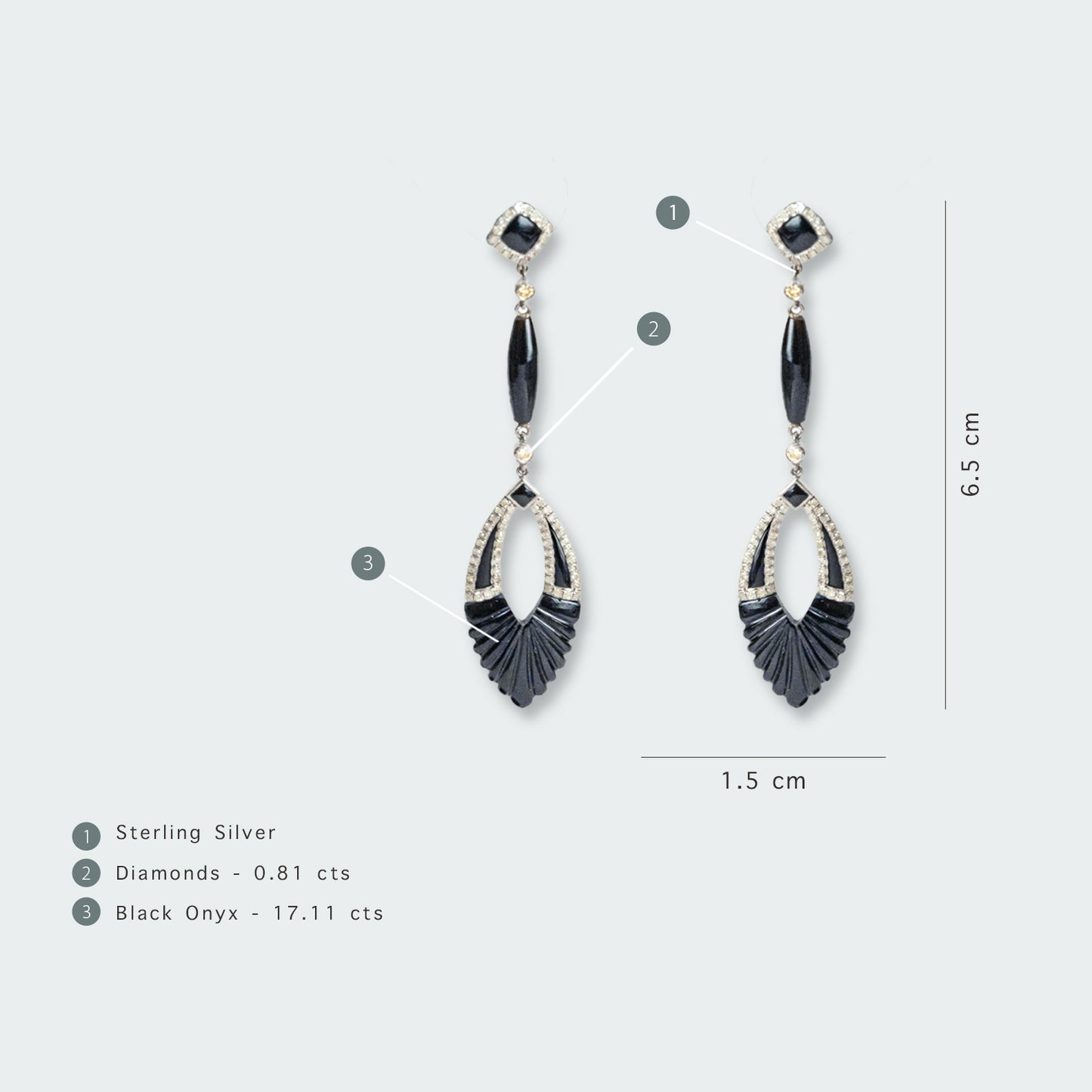 Caryn Diamond and Onyx Earrings