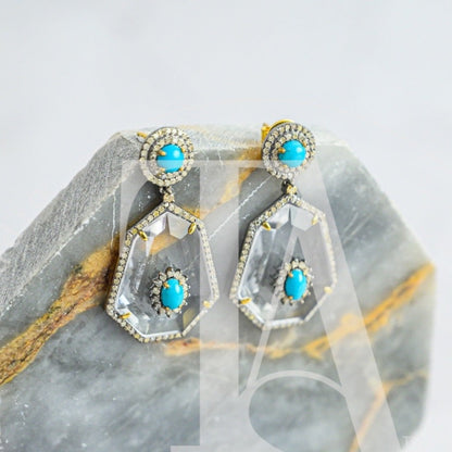 Carina Crystal and Turquoise Earrings