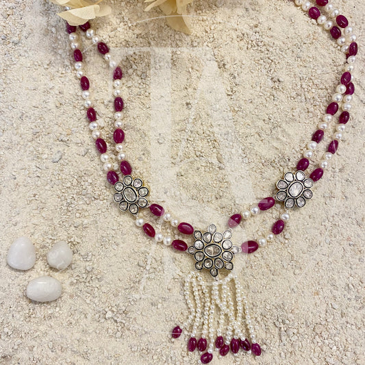 Ruby Wildflower Uncut Diamond Necklace