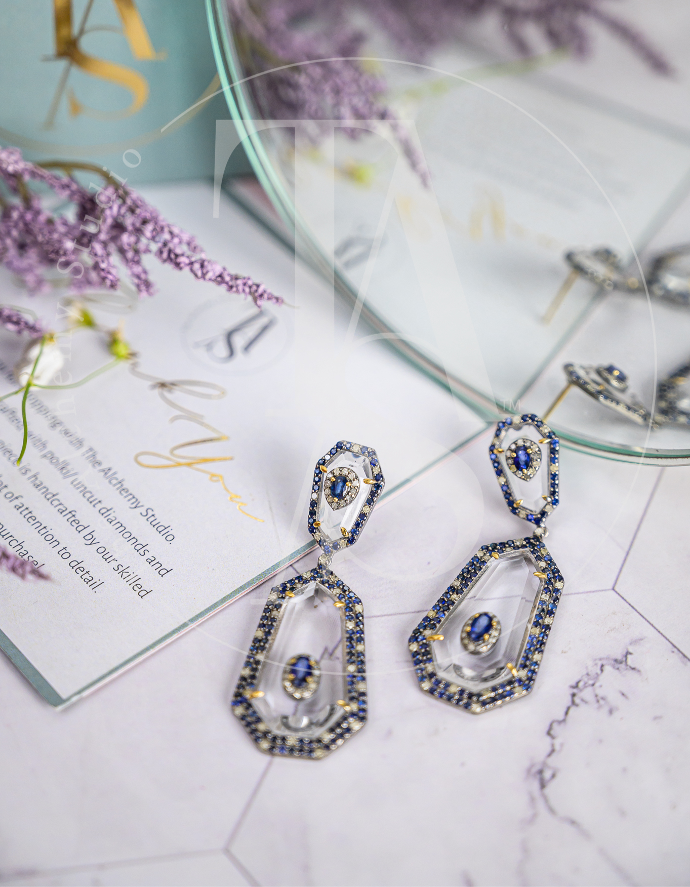 Estele Sapphire and Crystal Earrings