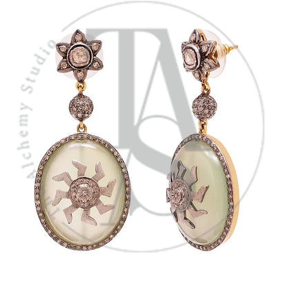 Celeste Engraved Uncut Diamond Earrings