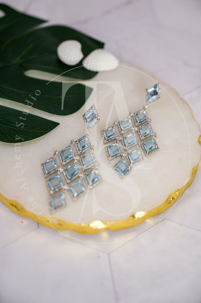 Diamante Blue Topaz Waterfall Earrings