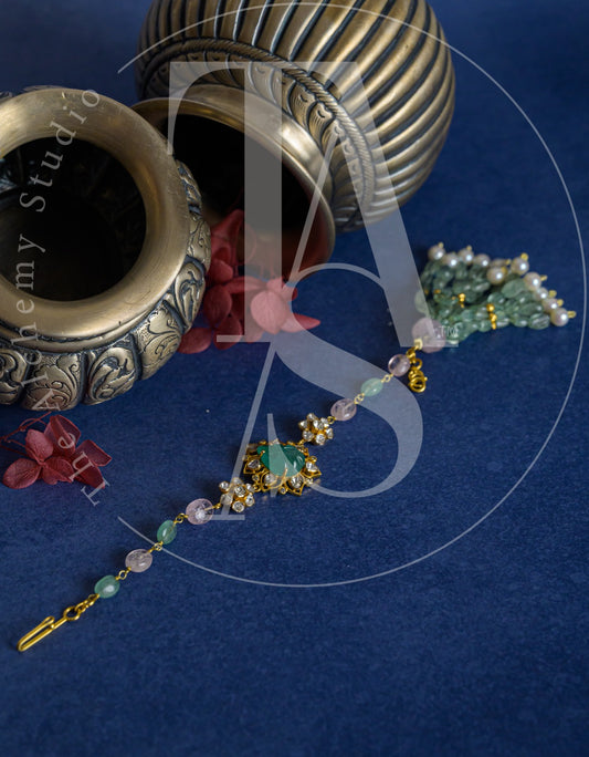18kt Gold Zoe Uncut Diamond and Emerald Bracelet