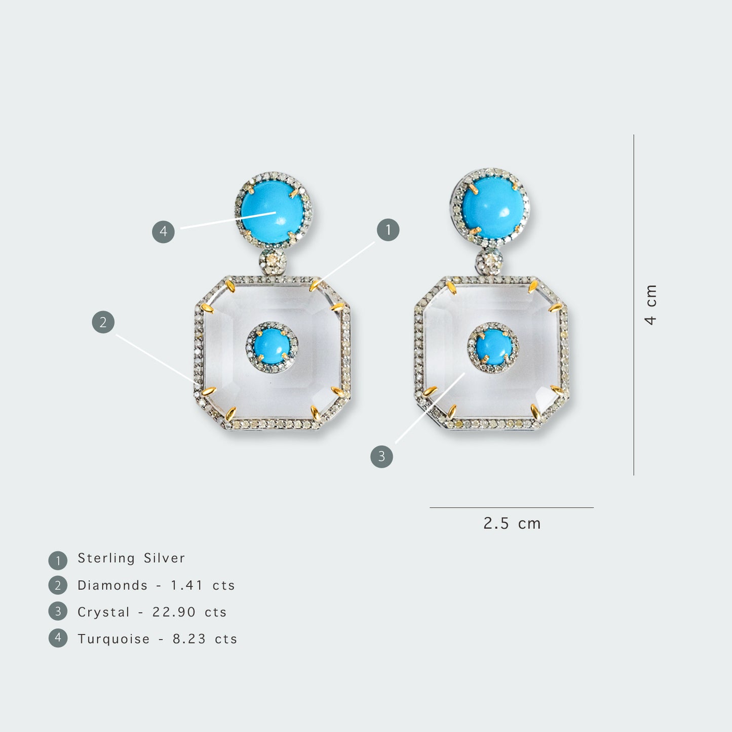 Ruri Turquoise and Crystal Earrings