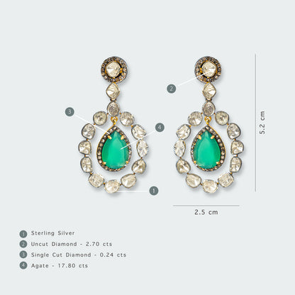 Arvi Emerald and Uncut Diamond Chaand Earrings