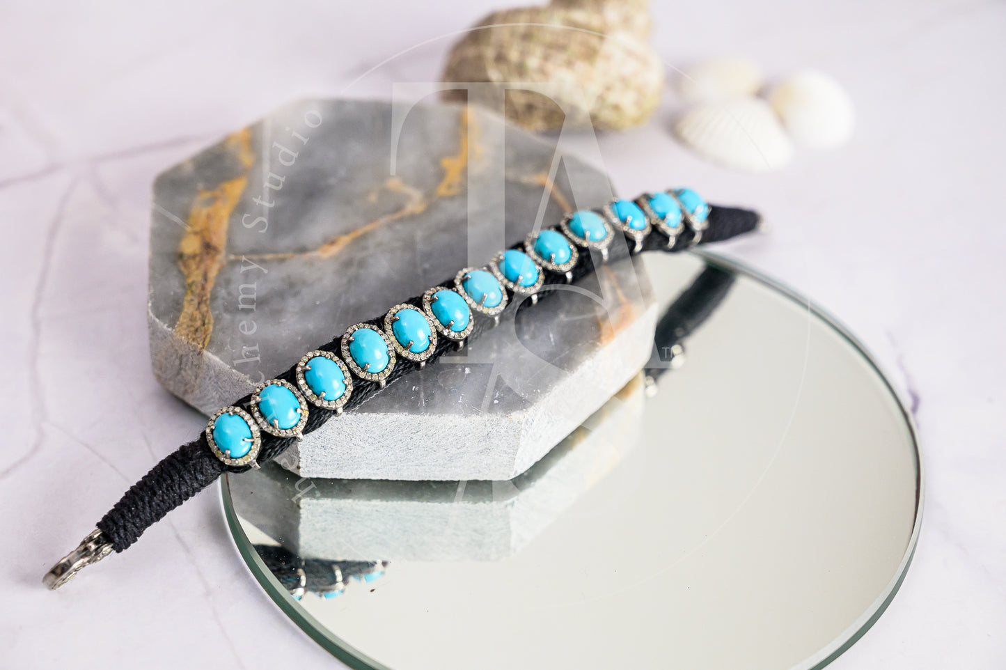Nile Turquoise and Diamond Bracelet