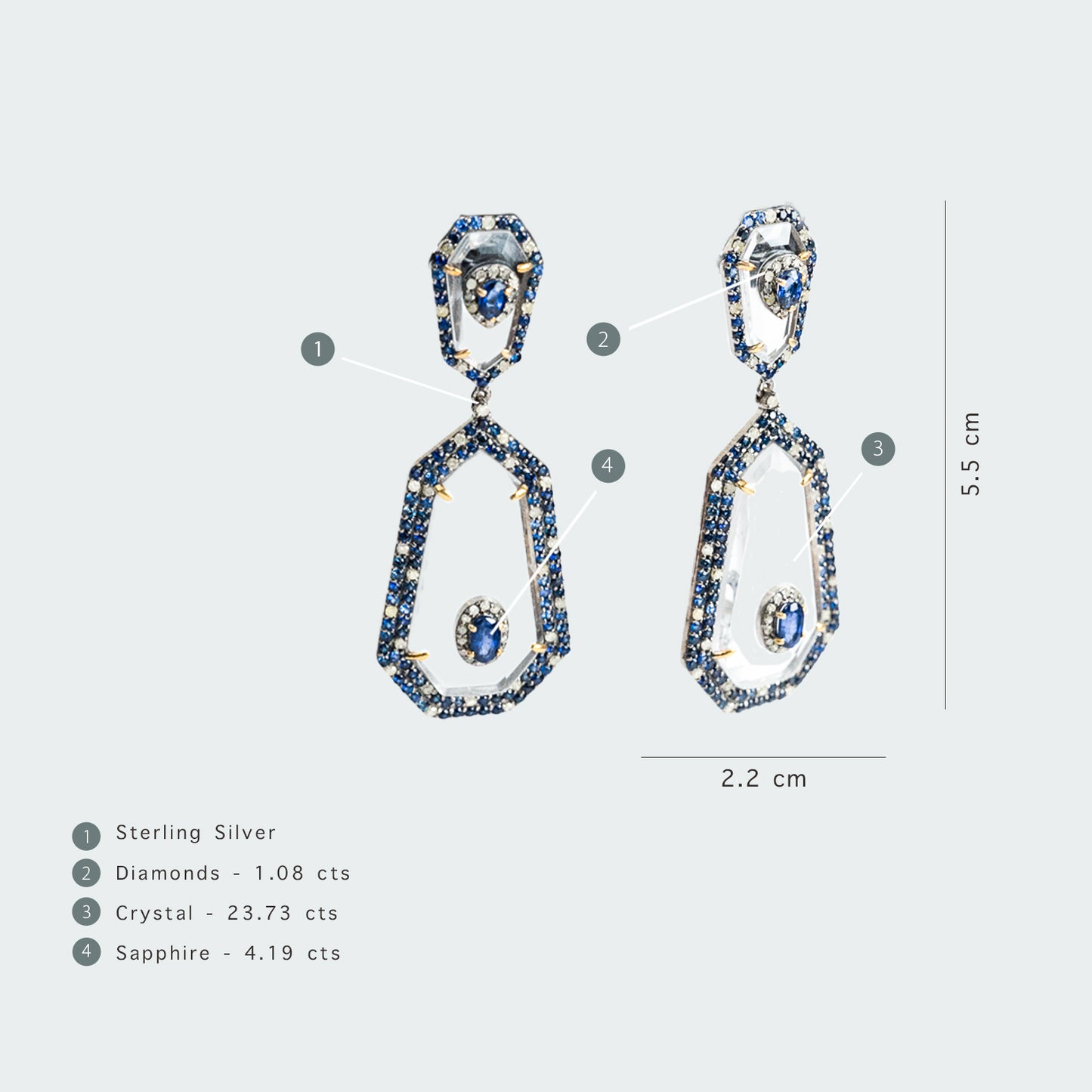 Estele Sapphire and Crystal Earrings