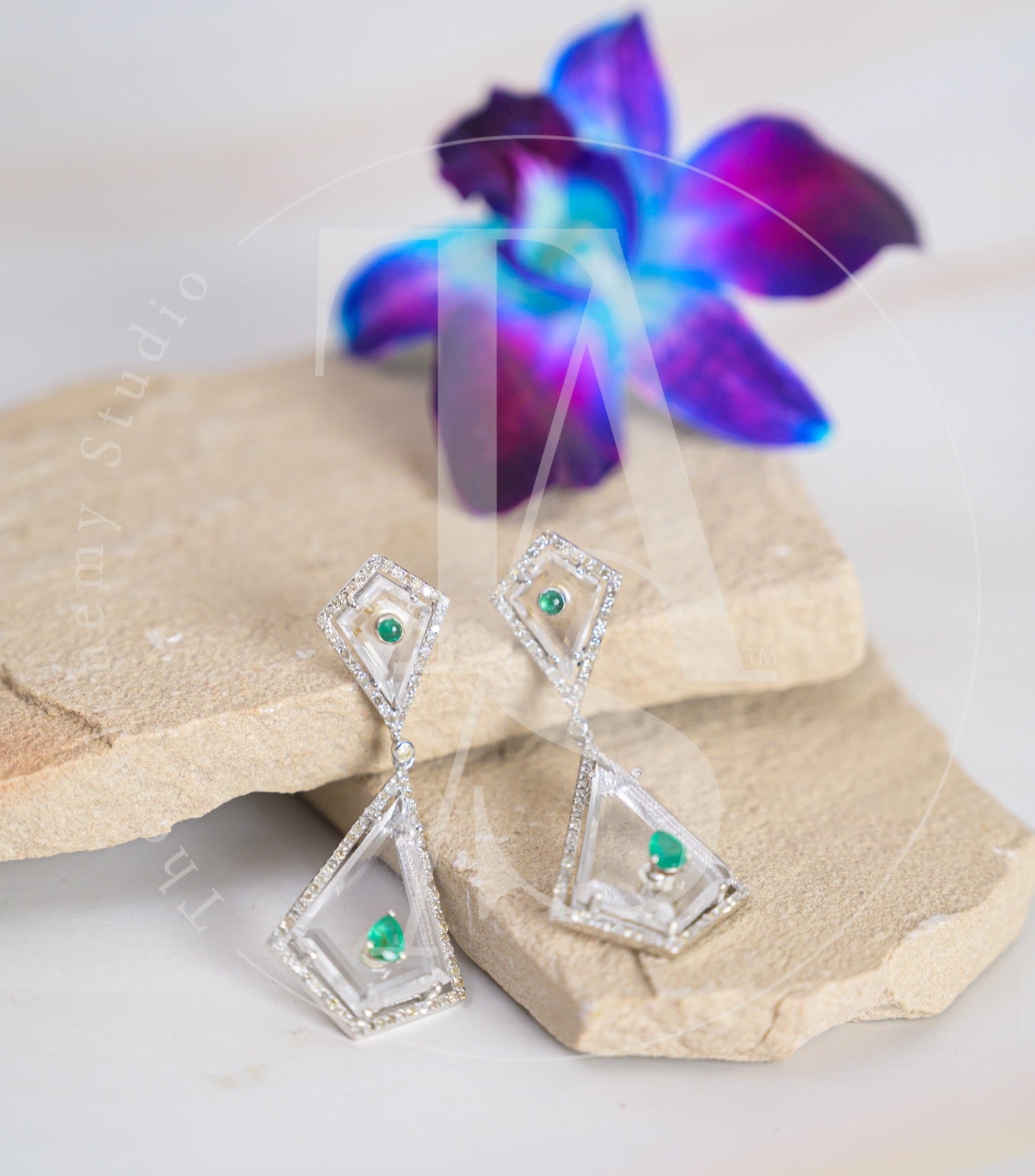 Clarabelle Emerald and Crystal Earrings