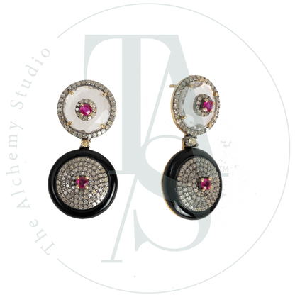 Dual Ruby and Crsytal Earrings