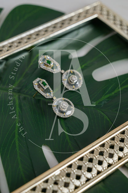Dalenna Mini Emerald and Crystal Earrings