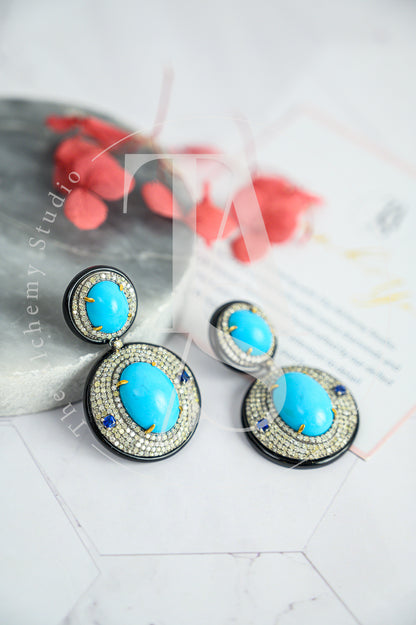 Kiara Turquoise and Black Onyx Earrings