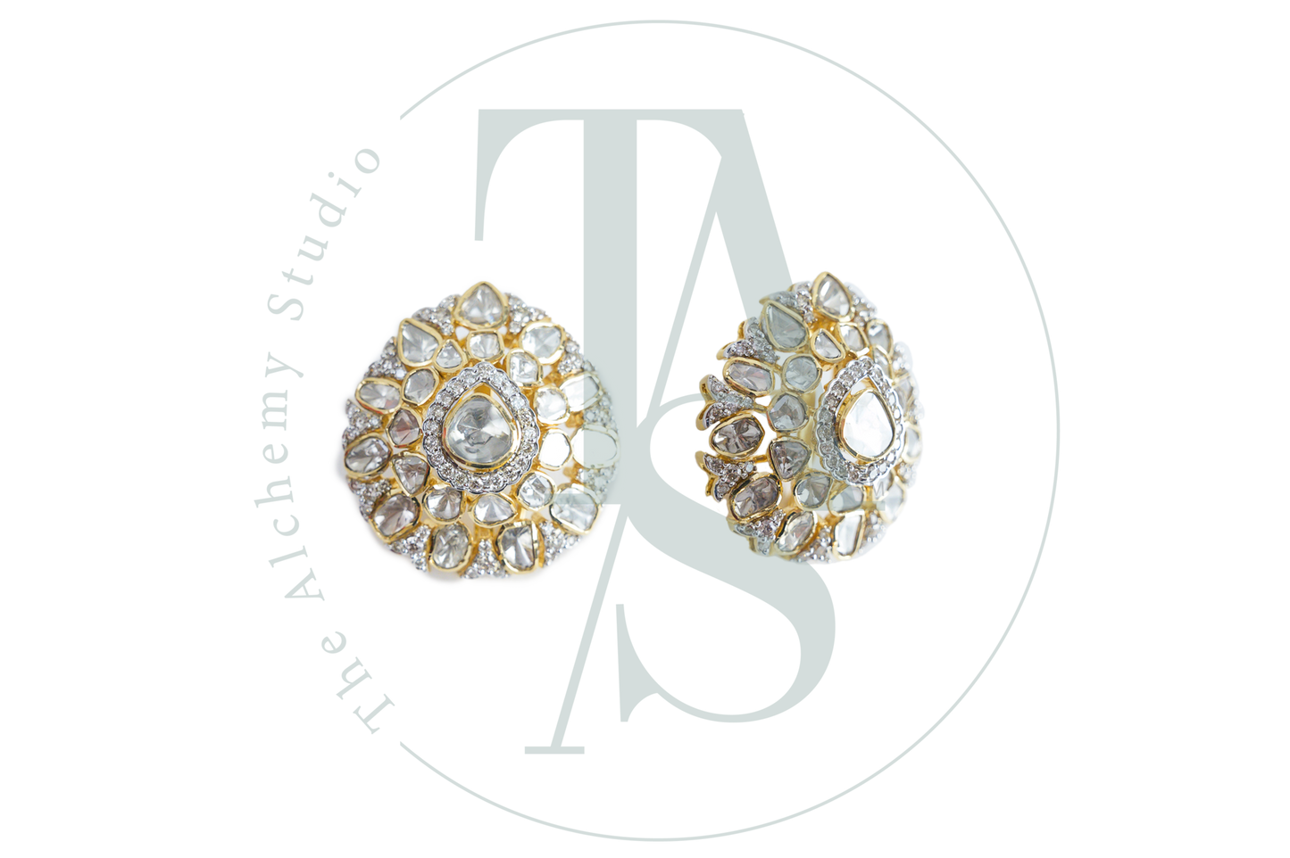 Chiara Polki and Diamond 3D Flower Earrings