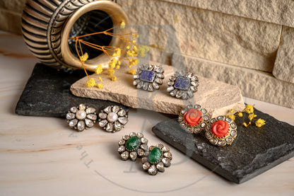 Amaraa Pearl and Uncut Diamond Earrings