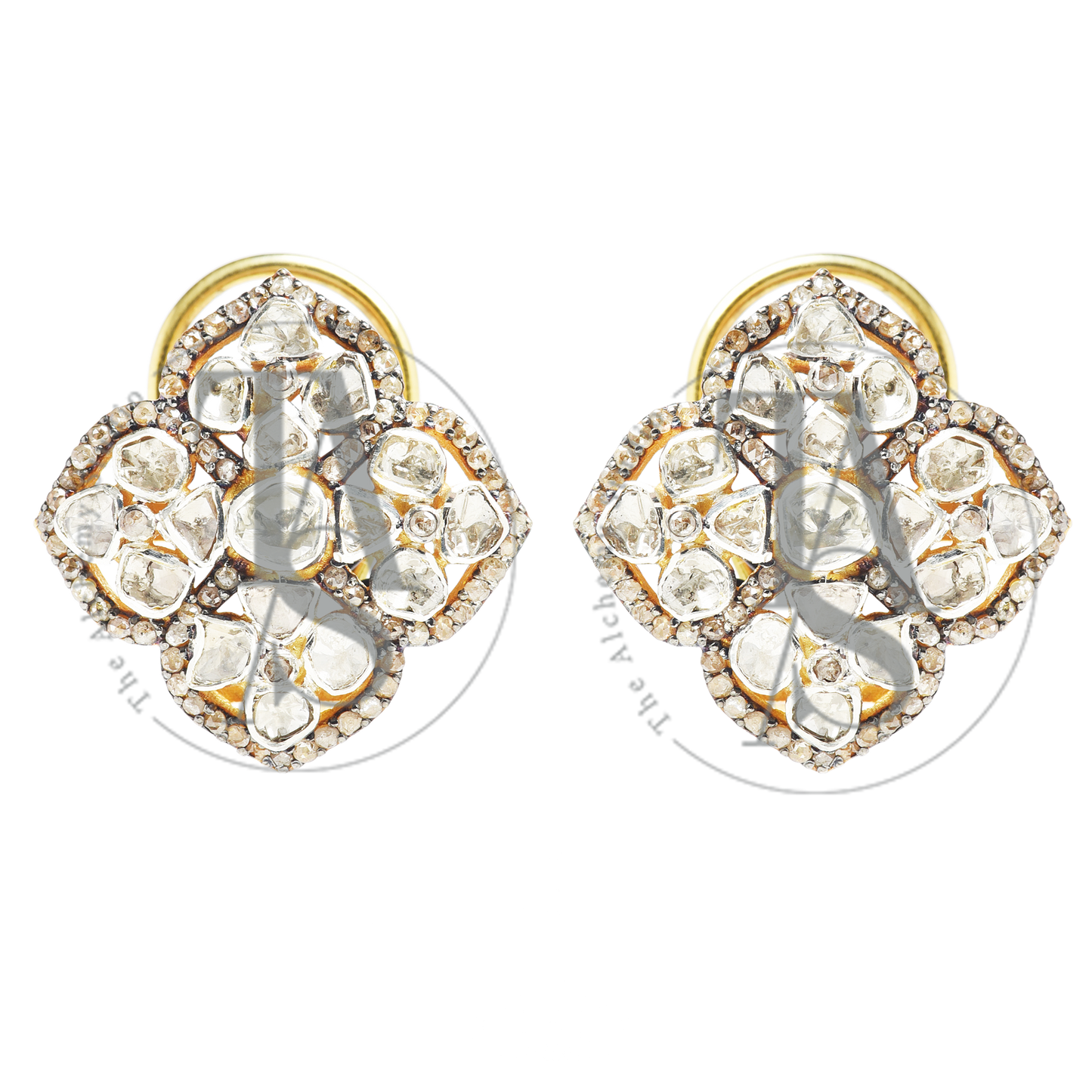 Quatre Petal Piccolo Flower Uncut Diamond Earrings