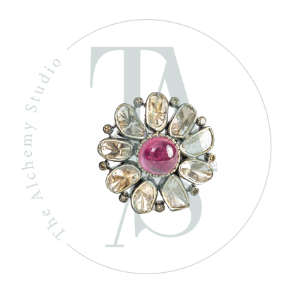 Amara Ruby Uncut Diamond Flower Ring