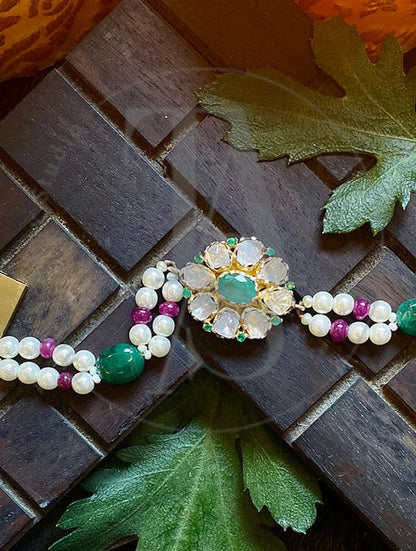 TAS Signature Emerald Flower Uncut Diamond Bracelet