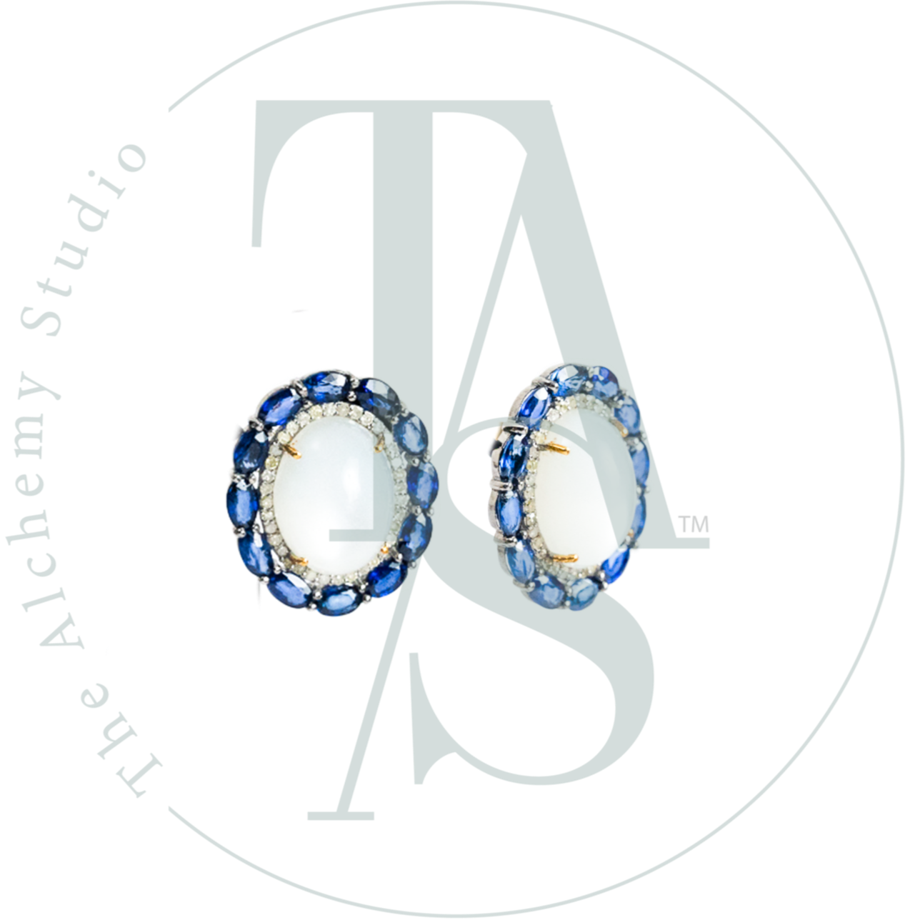 Luna Moonstone and Sapphire Earrings