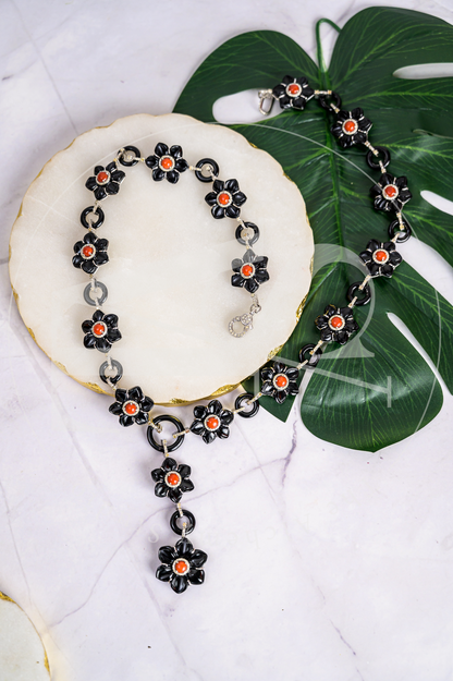 Maurelle Black Onyx and Coral Necklace