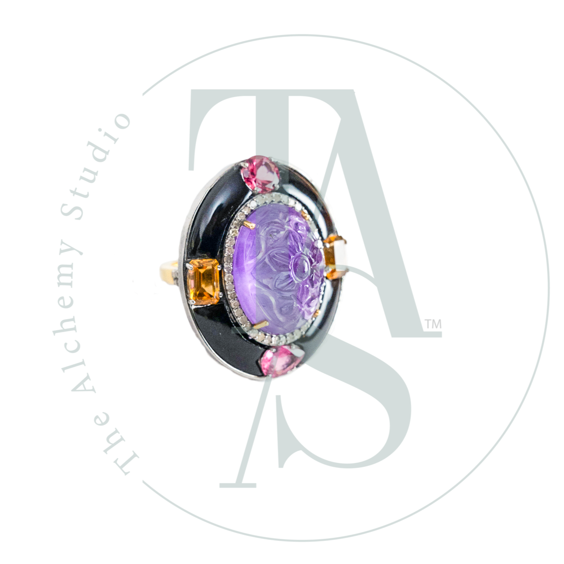 Stena Amethyst and Black Opal Ring