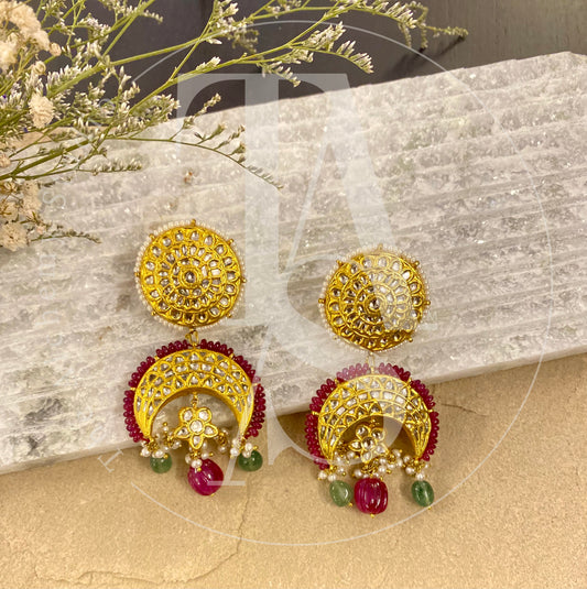 22kt Gold Ulta Chaand Uncut Diamond Earrings