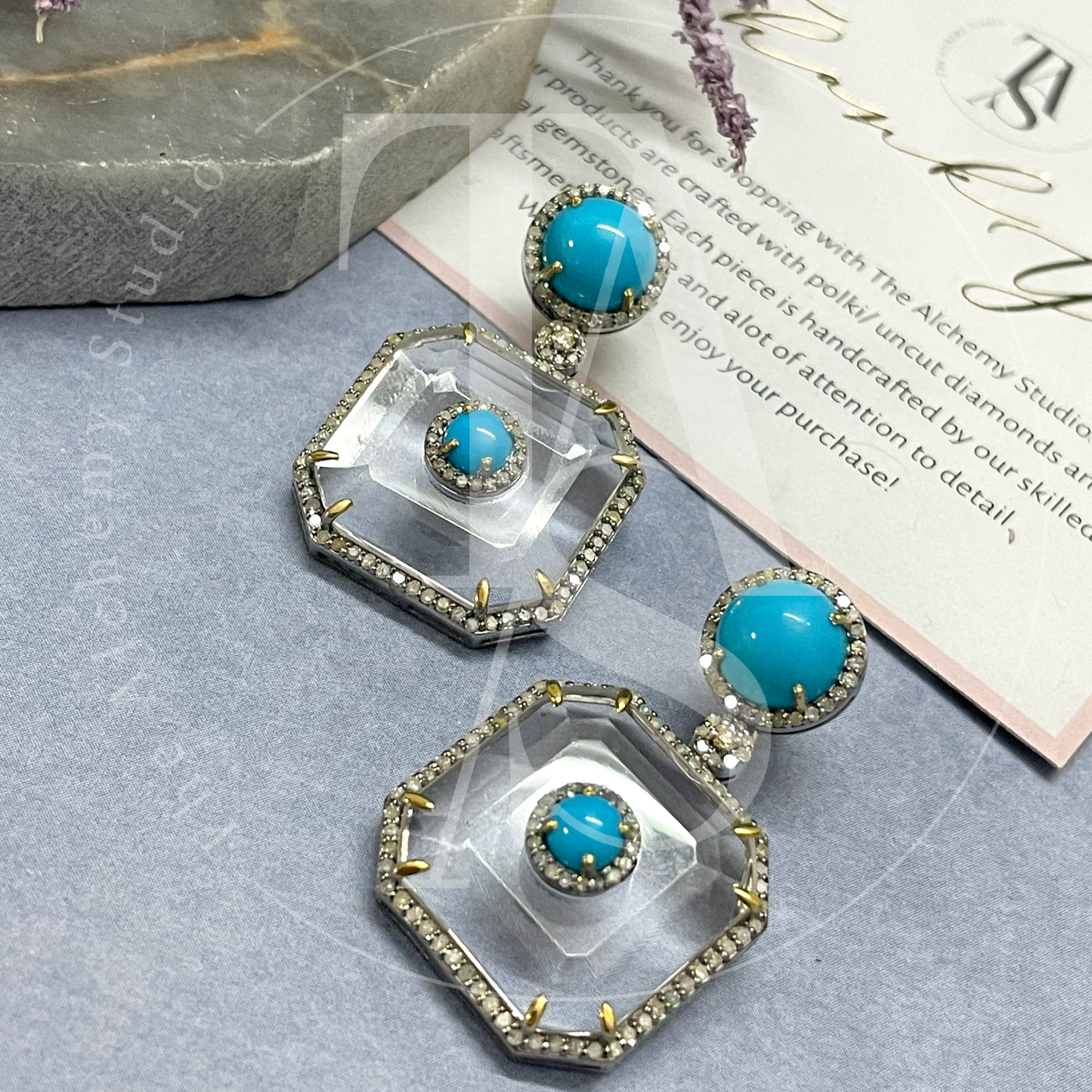 Ruri Turquoise and Crystal Earrings