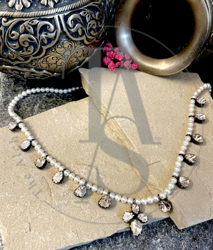 Dew Drop Uncut Diamond Pearl String