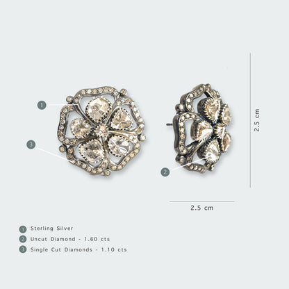 Kyra Flower Uncut Diamond Earrings
