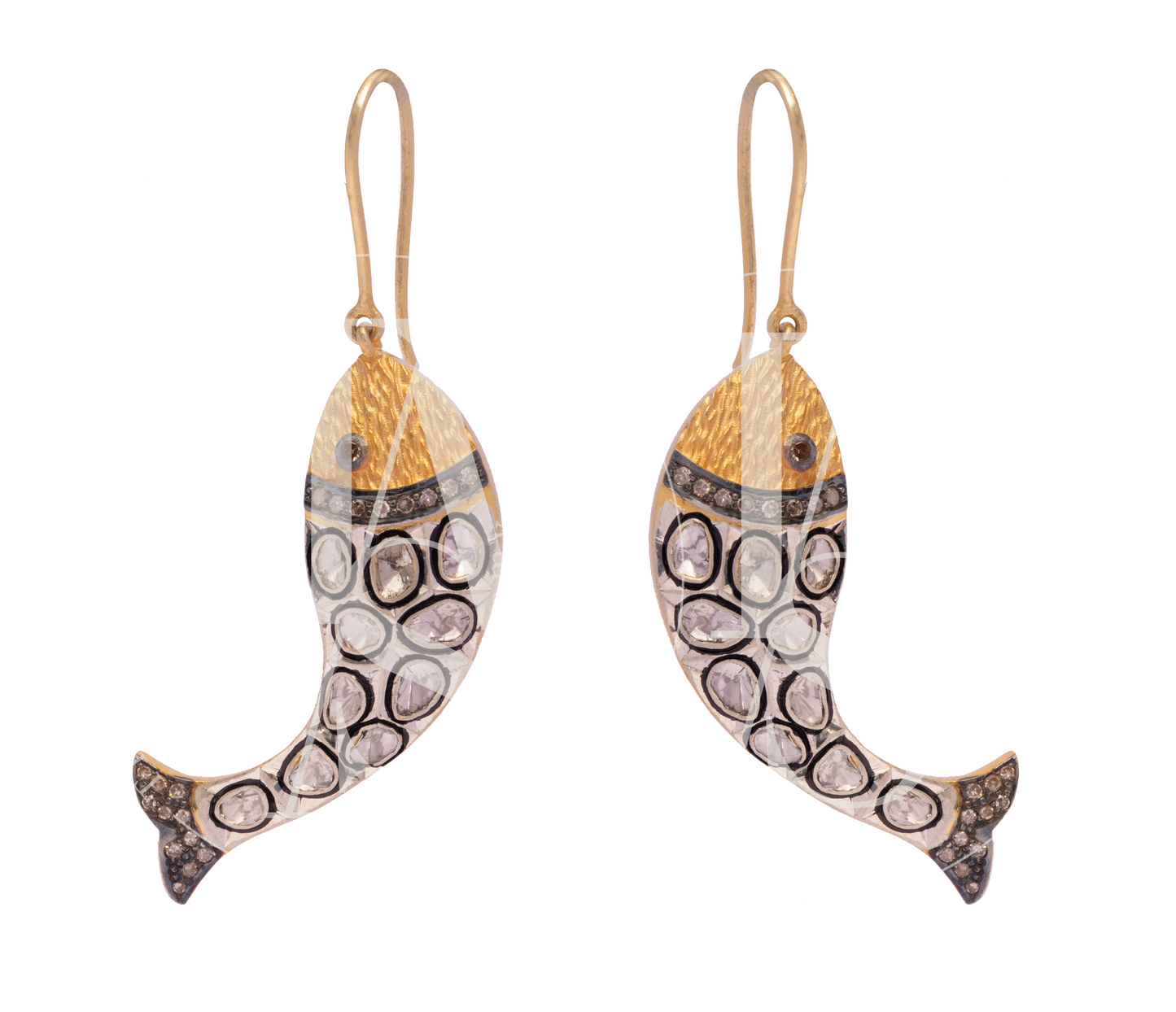 Palaash Fish Hook Dangling Uncut Diamond  Earrings