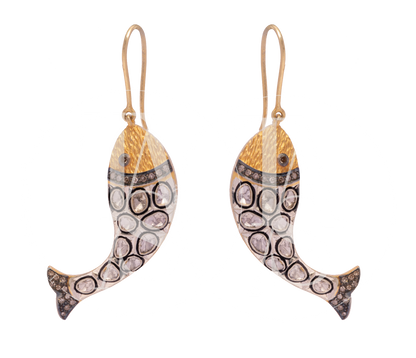 Palaash Fish Hook Dangling Uncut Diamond  Earrings